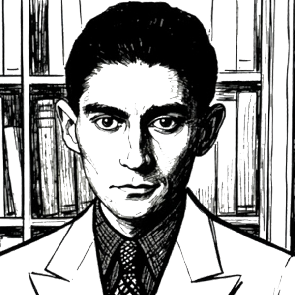 Line illustration of Franz Kafka