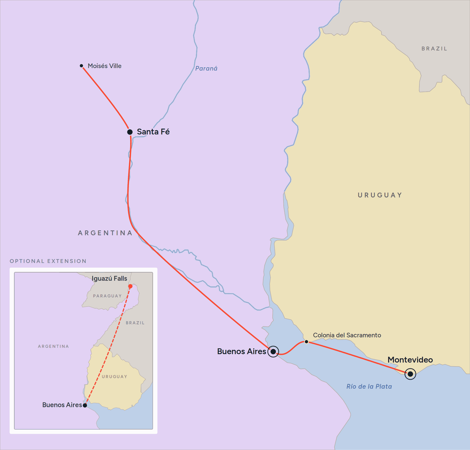 Map of the itinerary
